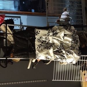 Black and white formal dress with flowers